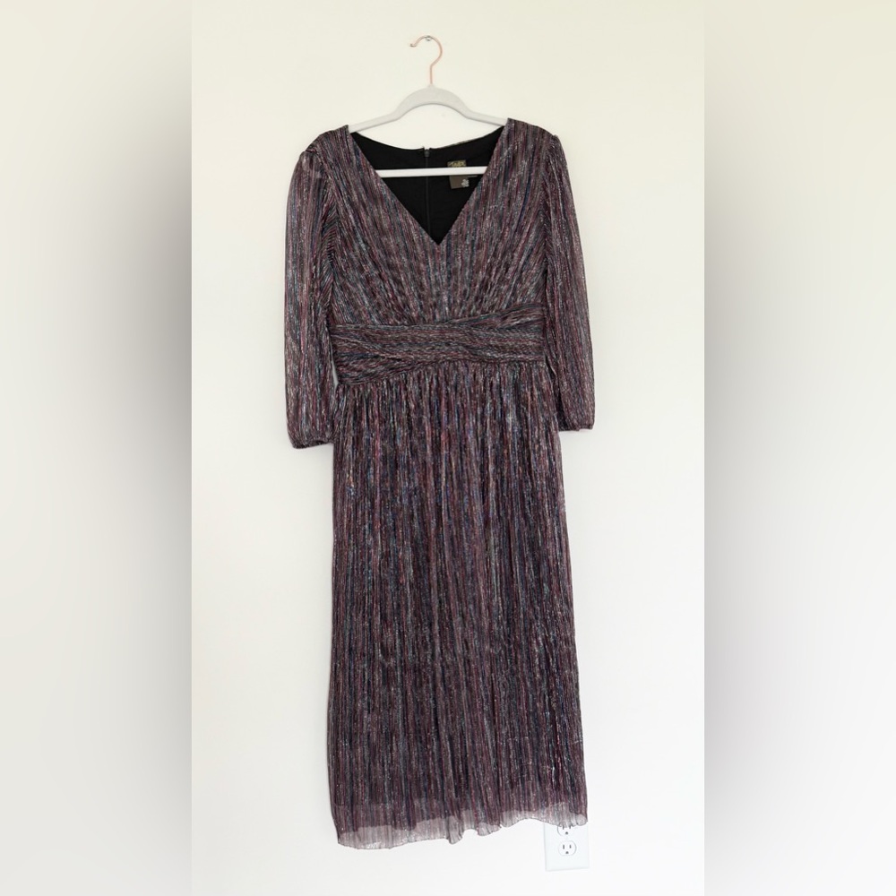 Taylor Metallic Ruched Gown with Bishop Sleeves